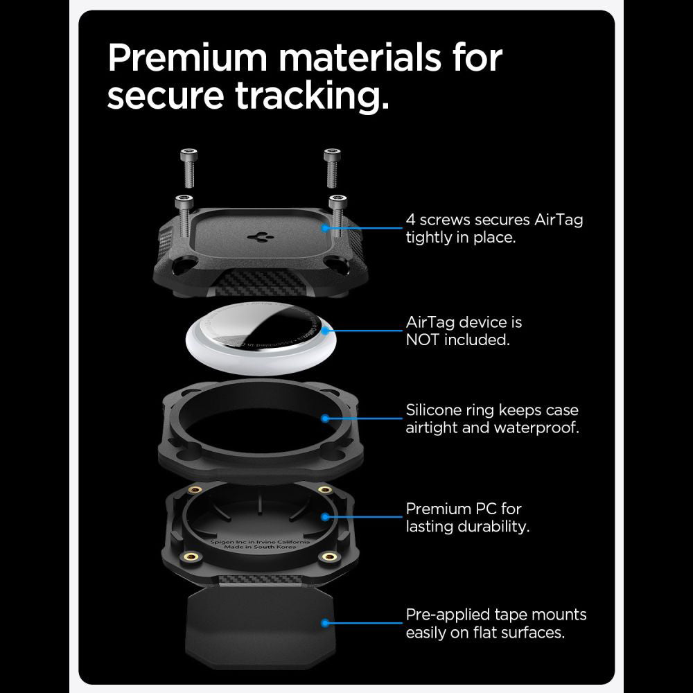 Vodeodolný kryt Spigen Tough Armor pre Apple AirTag, Čierny ACS09781