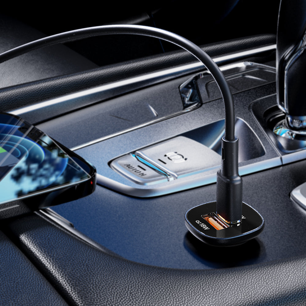 Auto nabíjačka Acefast B1, 38W, 3A, 1 x USB-A - 1 x USB-C, Čierna
