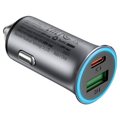 Auto nabíjačka Acefast B16, 95W, 3.25A, 1 x USB-A - 1 x USB-C, Sivá