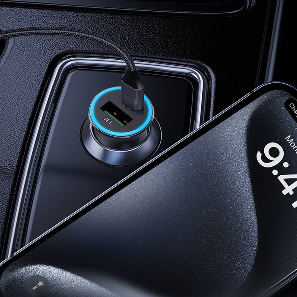 Auto nabíjačka Acefast B16, 95W, 3.25A, 1 x USB-A - 1 x USB-C, Sivá