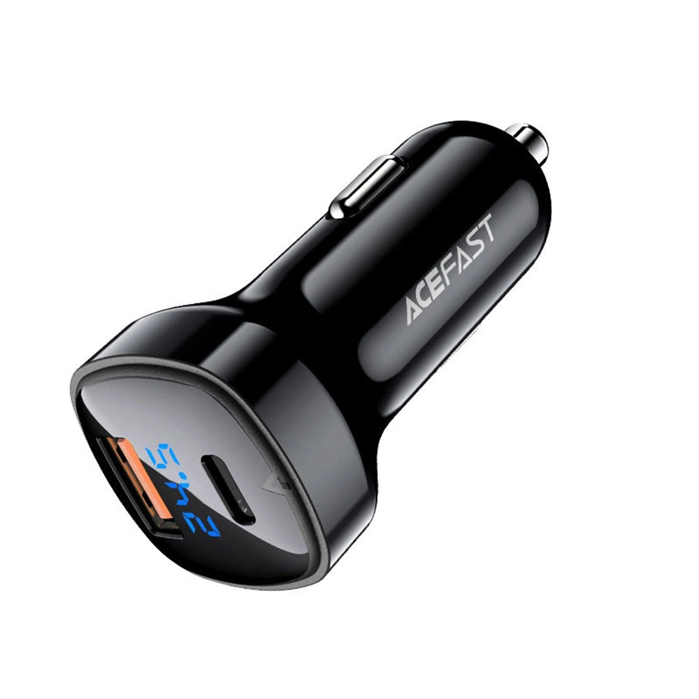 Auto nabíjačka Acefast B4, 66W, 3A, 1 x USB-A - 1 x USB-C, Čierna