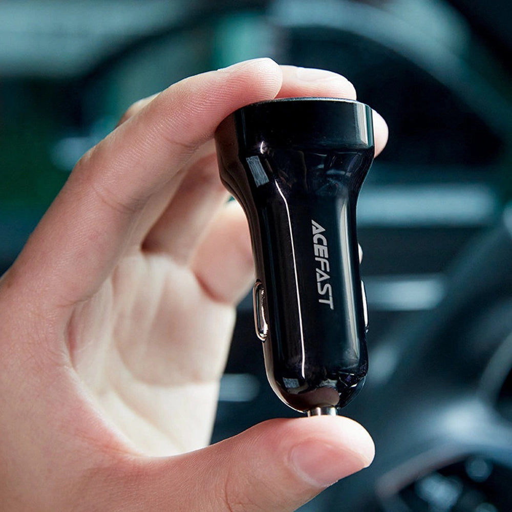 Auto nabíjačka Acefast B4, 66W, 3A, 1 x USB-A - 1 x USB-C, Čierna