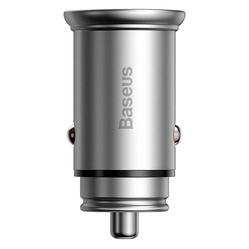 Auto nabíjačka Baseus Circular Metal, 30W, 5A, 1 x USB-A - 1 x USB-C, Sivá