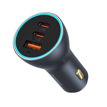Auto nabíjačka Baseus Golden Contactor Pro, 65W, 3A, 1 x USB-A - 2 x USB-C, Sivá C00035202841-00