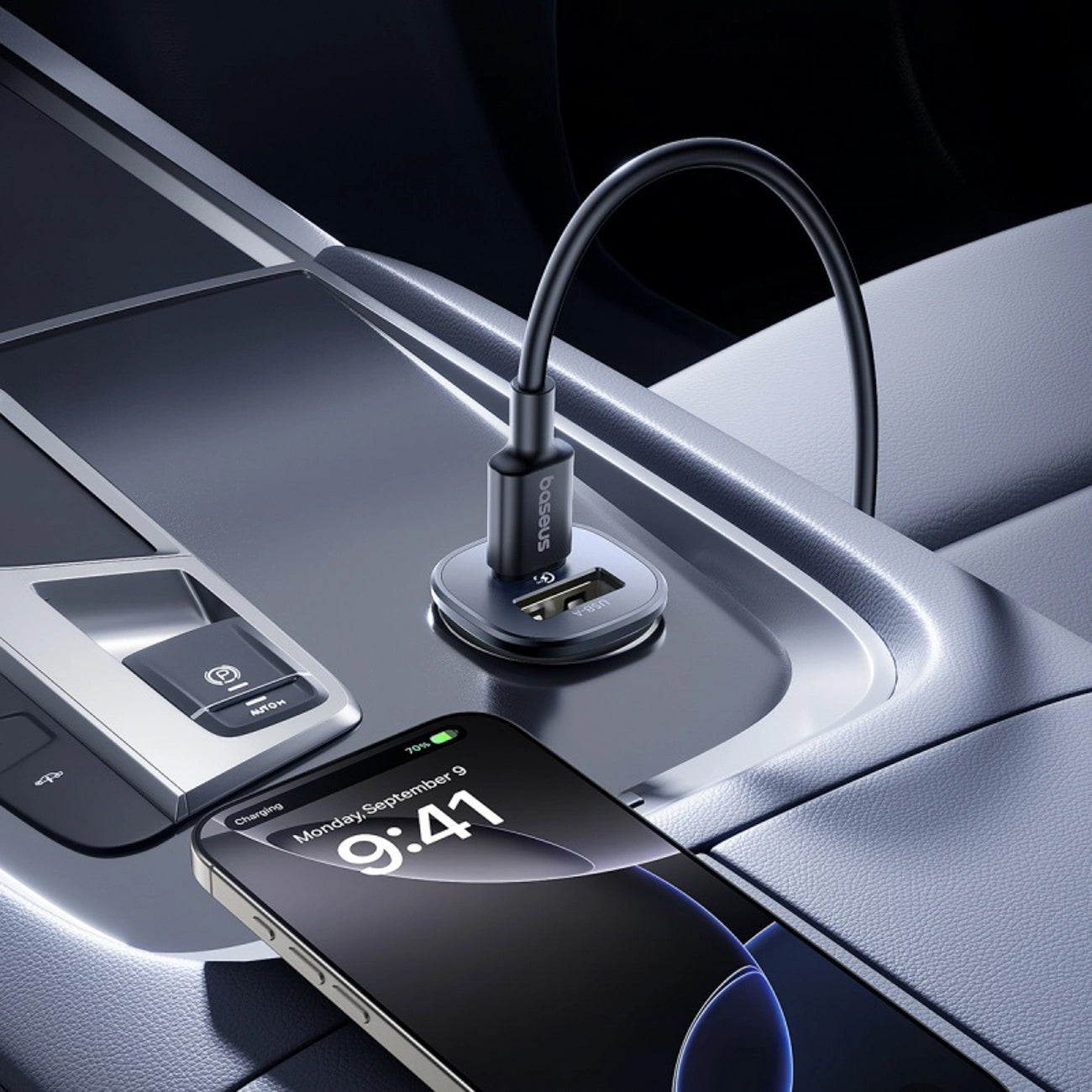 Auto nabíjačka Baseus GoTrip, 30W, 3A, 1 x USB-A - 1 x USB-C, Čierna