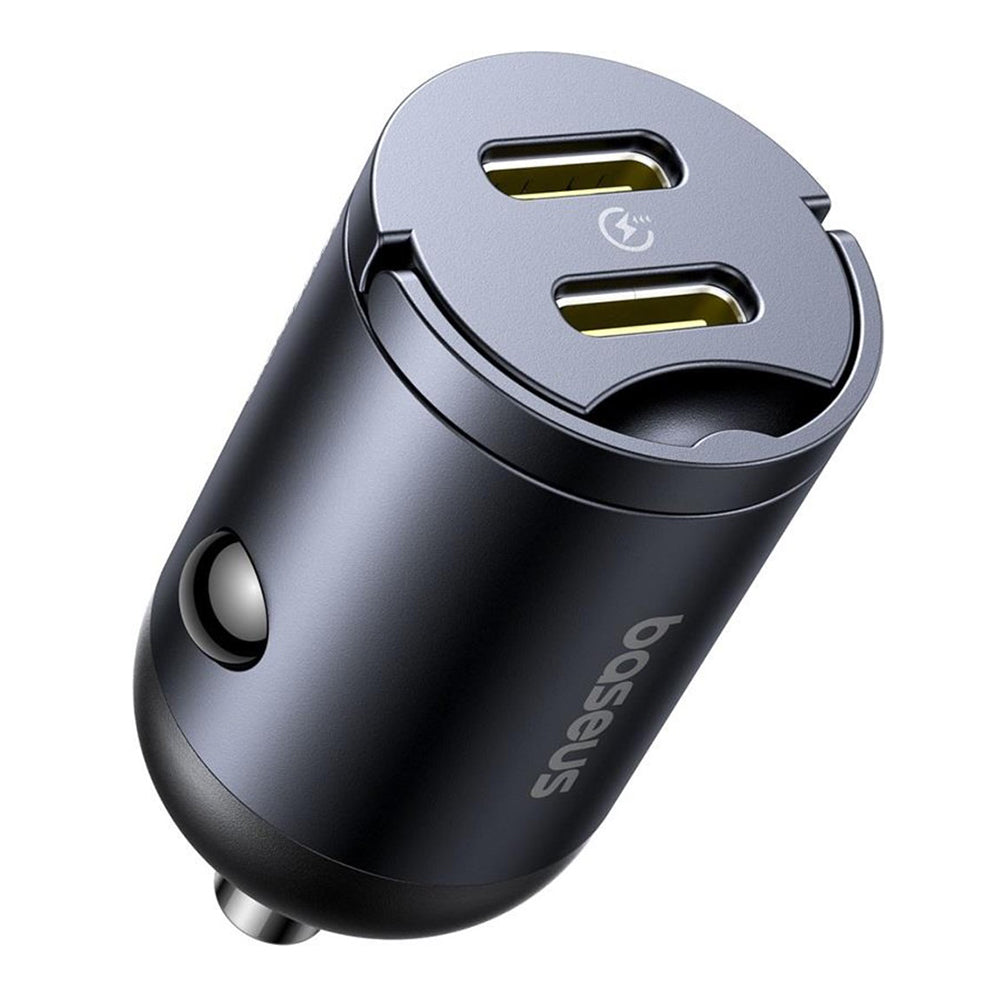 Auto nabíjačka Baseus Tiny Star, 30W, 3A, 2 x USB-C, Čierna C00035001121-03