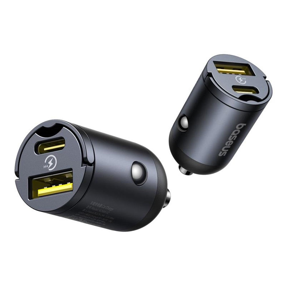 Auto nabíjačka Baseus Tiny Star, 30W, 3A, 1 x USB-A - 1 x USB-C, Čierna C00035001121-02