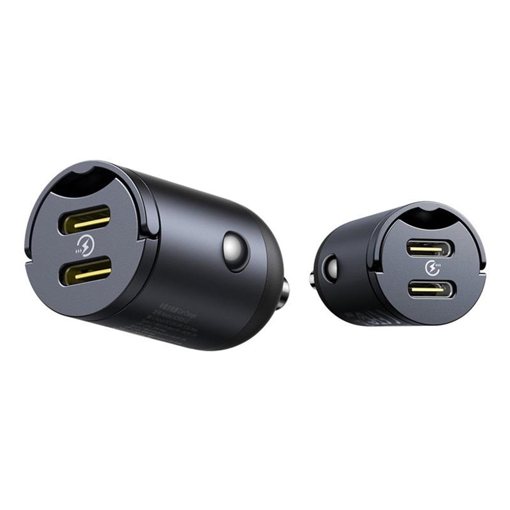 Auto nabíjačka Baseus Tiny Star, 30W, 3A, 2 x USB-C, Čierna C00035001121-03
