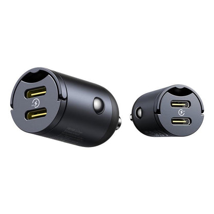 Auto nabíjačka Baseus Tiny Star, 30W, 3A, 2 x USB-C, Čierna C00035001121-03