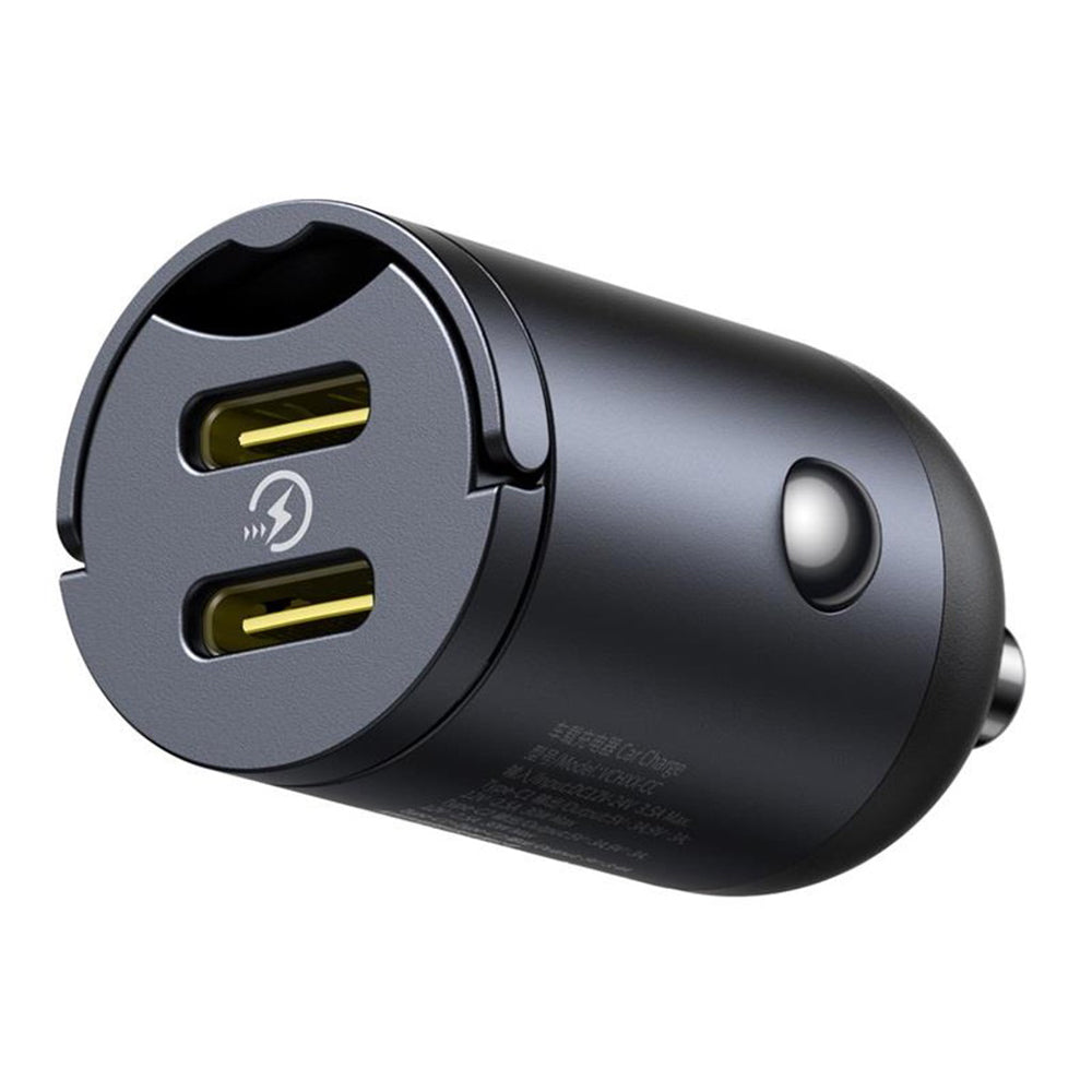 Auto nabíjačka Baseus Tiny Star, 30W, 3A, 2 x USB-C, Čierna C00035001121-03