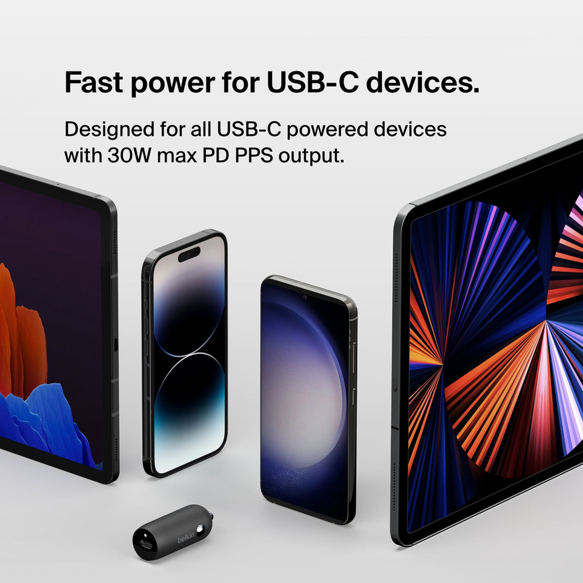 Autonabíjačka Belkin BoostCharge, 30W, 3A, 1 x USB-C, čierna CCA004btBK