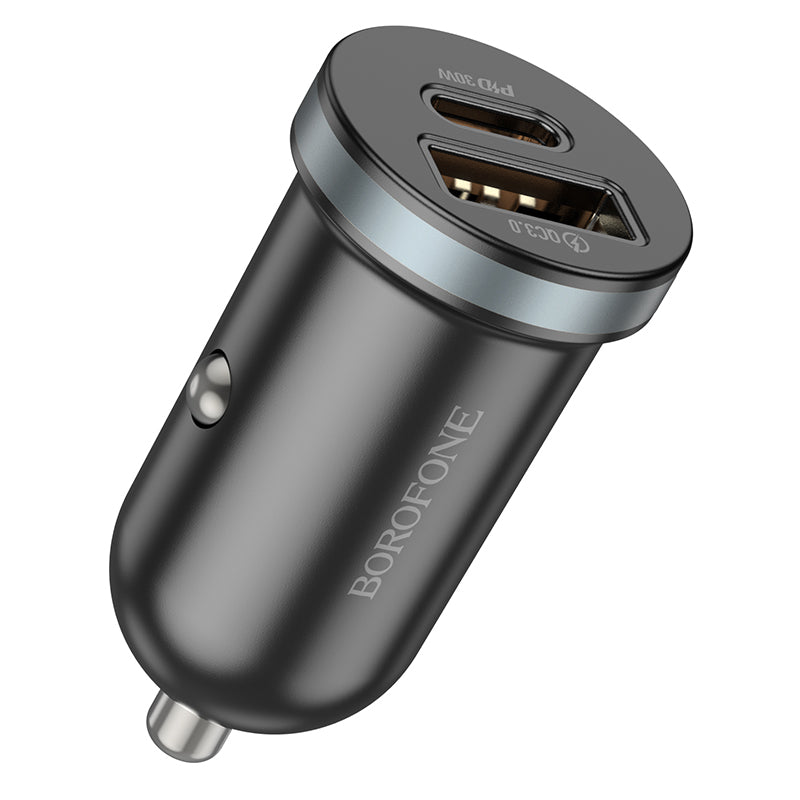Nabíjačka do auta Borofone BZ22 Scenery, 30 W, 3A, 1 x USB-A - 1 x USB-C, čierna 