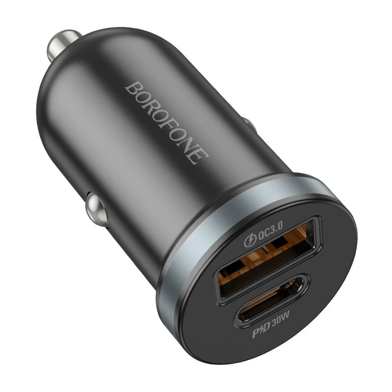 Nabíjačka do auta Borofone BZ22 Scenery, 30 W, 3A, 1 x USB-A - 1 x USB-C, čierna 