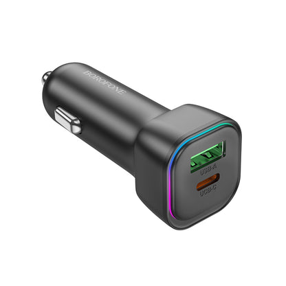 Auto nabíjačka Borofone BZ28A Trophie, 30W, 3A, 1 x USB-A - 1 x USB-C, Čierna