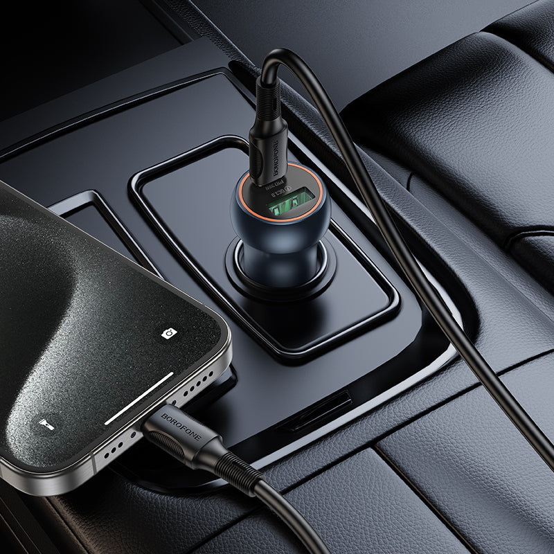 Auto nabíjačka Borofone BZ32B Fresh, 48W, 3A, 1 x USB-A - 1 x USB-C, Sivá