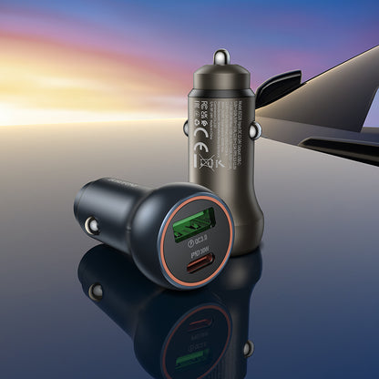 Auto nabíjačka Borofone BZ32B Fresh, 48W, 3A, 1 x USB-A - 1 x USB-C, Sivá