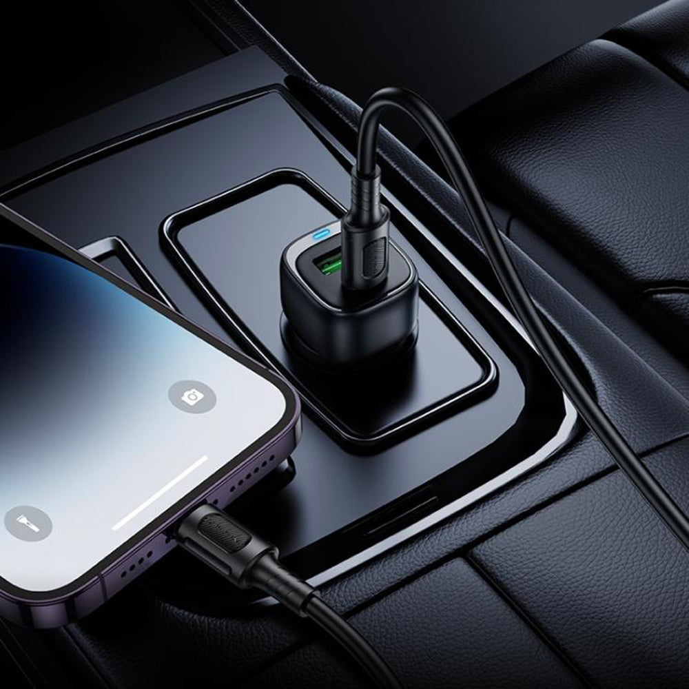 Auto nabíjačka Borofone BZ34B Cloud, 38W, 3A, 1 x USB-A - 1 x USB-C, Čierna