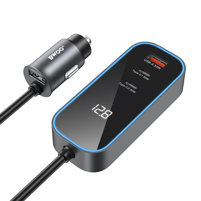 Auto nabíjačka BWOO CC107 Display, 120W, 3A, 2 x USB-A - 2 x USB-C, Čierna