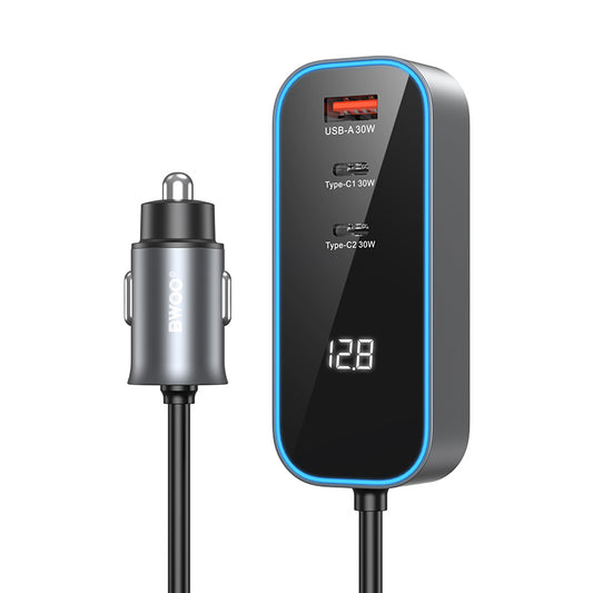 Auto nabíjačka BWOO CC107 Display, 120W, 3A, 2 x USB-A - 2 x USB-C, Čierna