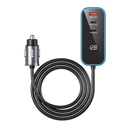 Auto nabíjačka BWOO CC107 Display, 120W, 3A, 2 x USB-A - 2 x USB-C, Čierna