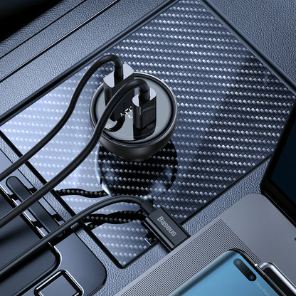 Auto nabíjačka s USB-C káblom Baseus, 140W, 5A, 1 x USB-A - 1 x USB-C, Čierna CGZX070001