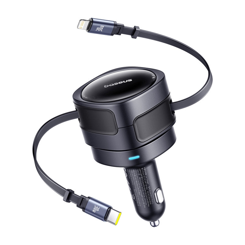 Auto nabíjačka s káblom USB-C / Lightning Baseus Enjoyment Max, 60W, 3A, Čierna C00035507121-00