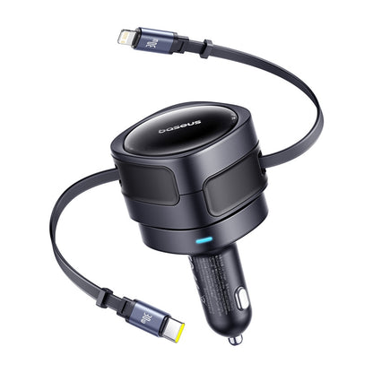 Auto nabíjačka s káblom USB-C / Lightning Baseus Enjoyment Max, 60W, 3A, Čierna C00035507121-00