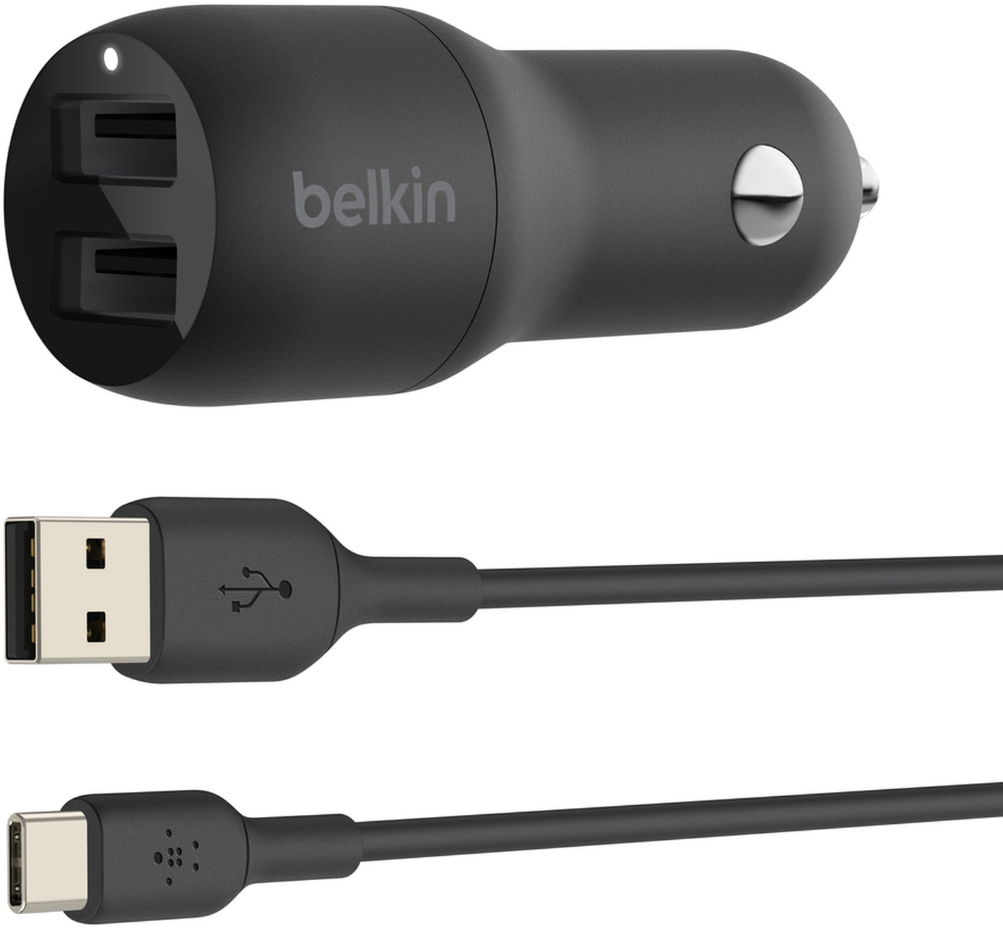 Autonabíjačka s káblom USB-C Belkin BoostCharge Dual, 24W, 2,4A, 2 x USB-A, čierna CCE001bt1MBK