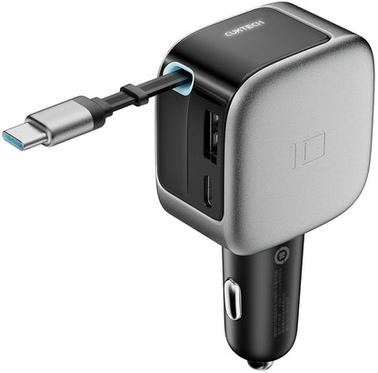 Autonabíjačka s USB-C káblom Cuktech CC903P Displej, 100W, 5A, 1 x USB-A - 1 x USB-C, Sivá
