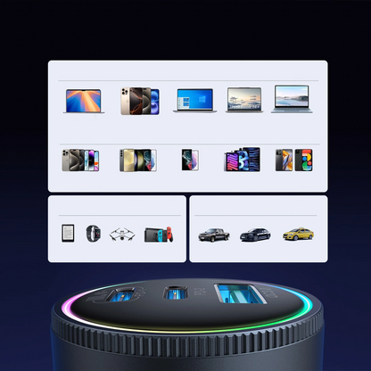 Autonabíjačka s káblom USB-C Joyroom JR-CCN07, 145W, 5A, 1 x USB-A - 2 x USB-C, Sivá