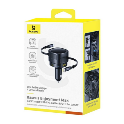 Autonabíjačka s káblom USB-C Baseus Enjoyment Max, 90 W, 1 × USB-A – 1 × USB-C, čierna C00035507121-03