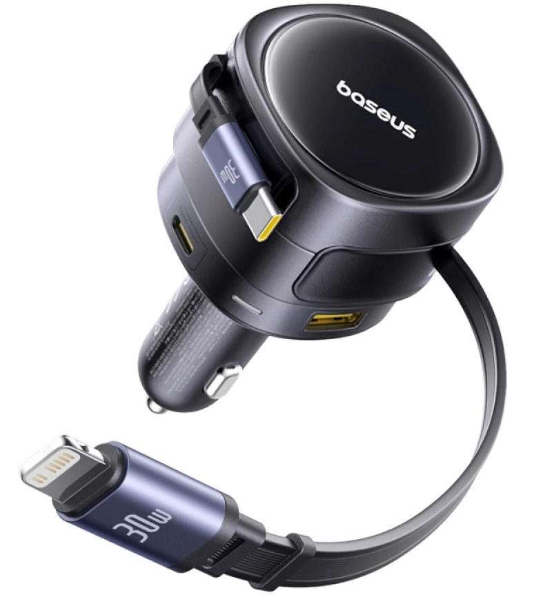 Autonabíjačka s káblom USB-C / Lightning Baseus Enjoyment Max, 90 W, 1 × USB-A – 1 × USB-C, čierna C00035507121-02