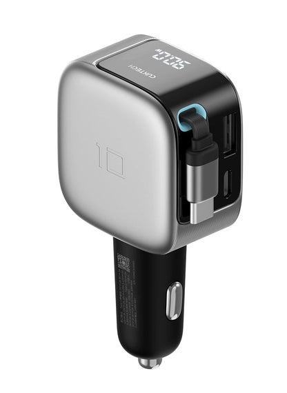 Autonabíjačka s USB-C káblom Cuktech CC903P Displej, 100W, 5A, 1 x USB-A - 1 x USB-C, Sivá