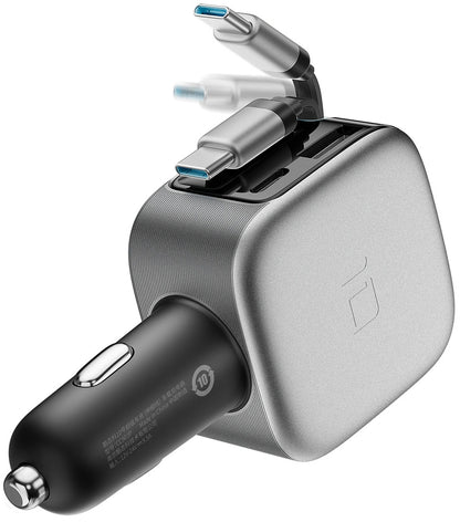 Autonabíjačka s USB-C káblom Cuktech CC903P Displej, 100W, 5A, 1 x USB-A - 1 x USB-C, Sivá