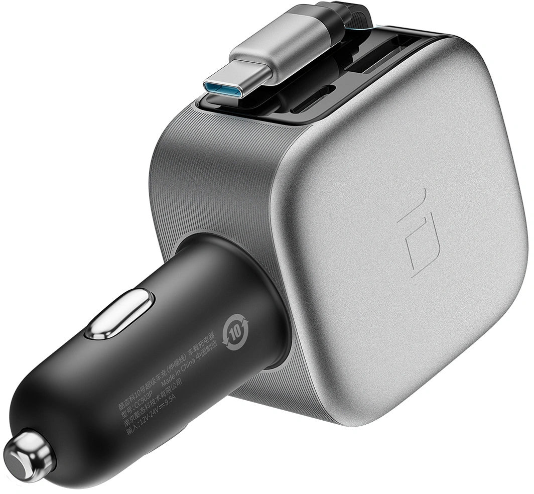 Autonabíjačka s USB-C káblom Cuktech CC903P Displej, 100W, 5A, 1 x USB-A - 1 x USB-C, Sivá