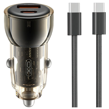 Auto nabíjačka s káblom USB-C XO Design CC60, 60W, 3A, 1 x USB-A - 1 x USB-C, Čierna