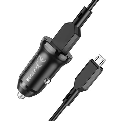 Auto nabíjačka s káblom microUSB Borofone BZ18, 18W, 3A, 1 x USB-A, Čierna