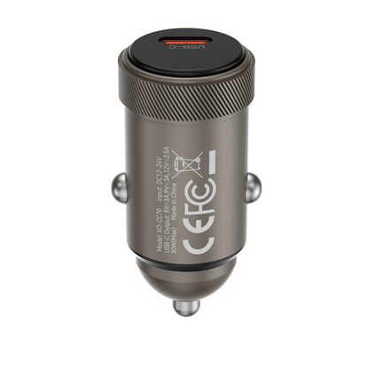 Auto nabíjačka s káblom USB-C XO Design CC70, 30W, 3A, 1 x USB-C, Čierna