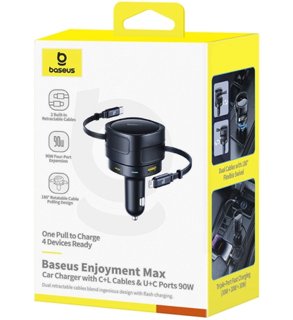 Autonabíjačka s káblom USB-C / Lightning Baseus Enjoyment Max, 90 W, 1 × USB-A – 1 × USB-C, čierna C00035507121-02
