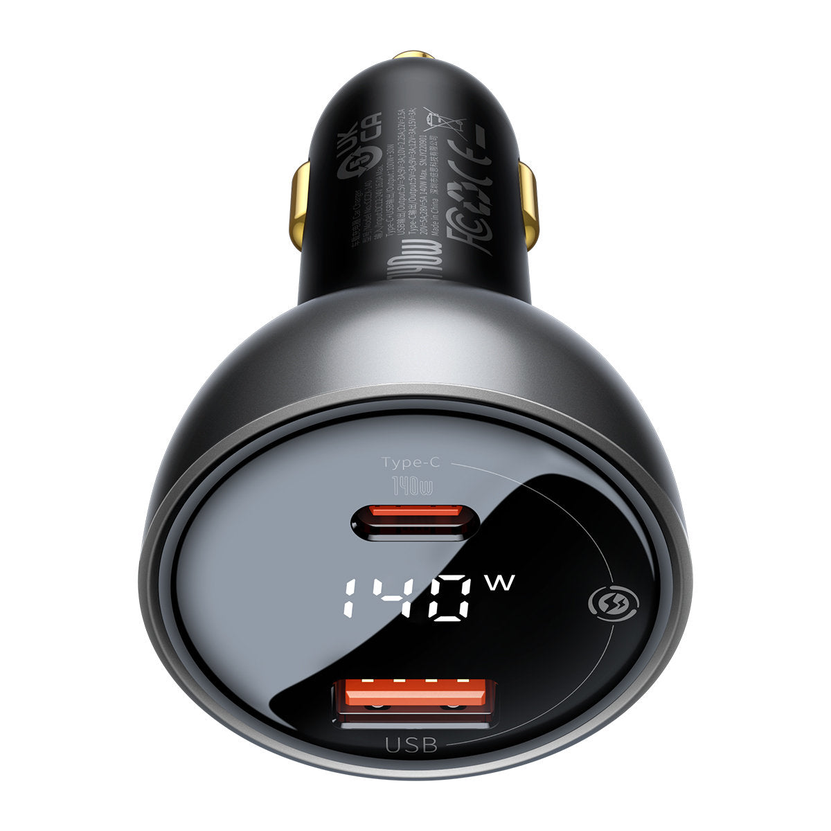 Auto nabíjačka s USB-C káblom Baseus, 140W, 5A, 1 x USB-A - 1 x USB-C, Čierna CGZX070001