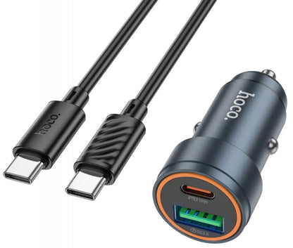 Auto nabíjačka s káblom USB-C HOCO Z57A, 30W, 3A, 1 x USB-A - 1 x USB-C, Sivá