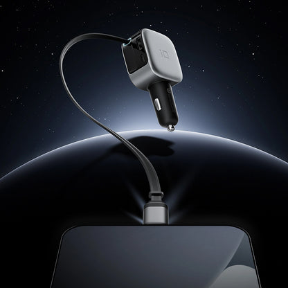 Autonabíjačka s USB-C káblom Cuktech CC903P Displej, 100W, 5A, 1 x USB-A - 1 x USB-C, Sivá
