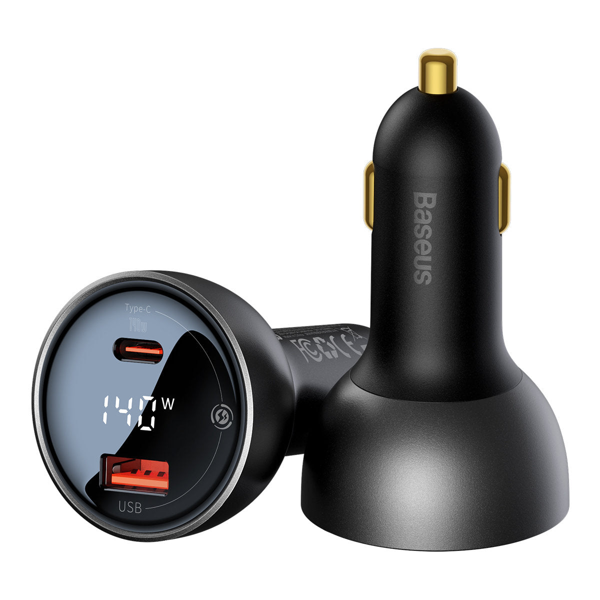 Auto nabíjačka s USB-C káblom Baseus, 140W, 5A, 1 x USB-A - 1 x USB-C, Čierna CGZX070001