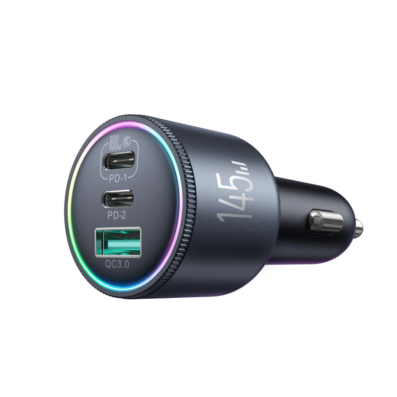 Autonabíjačka s káblom USB-C Joyroom JR-CCN07, 145W, 5A, 1 x USB-A - 2 x USB-C, Sivá