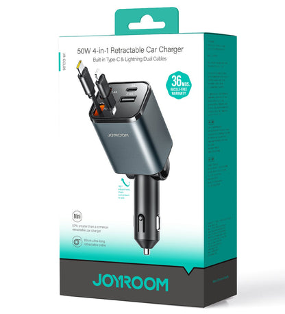 Auto nabíjačka s káblom USB-C / Lightning Joyroom JR-CCL05, 30W, 3A, 1 x USB-A - 1 x USB-C, Sivá