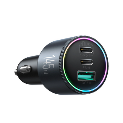 Autonabíjačka s káblom USB-C Joyroom JR-CCN07, 145W, 5A, 1 x USB-A - 2 x USB-C, Sivá