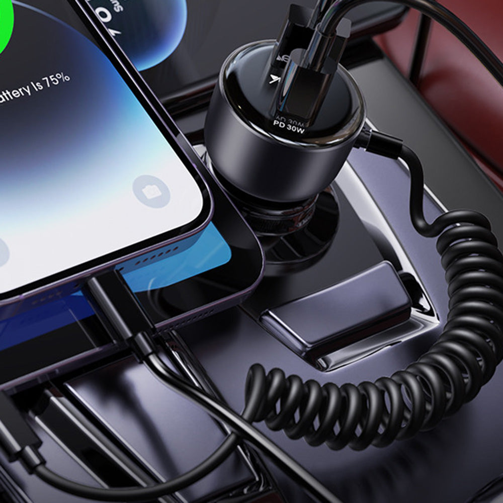 Auto nabíjačka s Lightning káblom Yesido Y57, 50W, 3A, 1 x USB-A - 1 x USB-C, Čierna