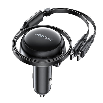 Auto nabíjačka s USB-C káblom Acefast B13, 53W, 3A, 1 x USB-A, Čierna