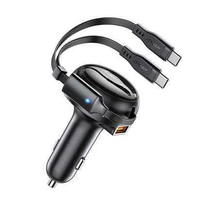 Auto nabíjačka s USB-C káblom Acefast B13, 53W, 3A, 1 x USB-A, Čierna