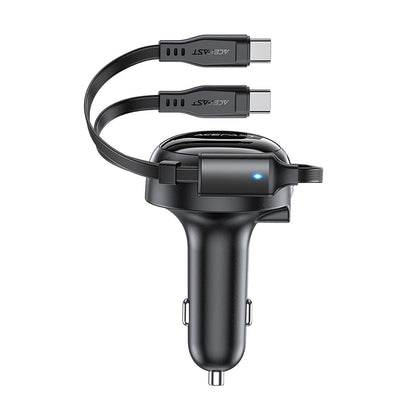 Auto nabíjačka s USB-C káblom Acefast B13, 53W, 3A, 1 x USB-A, Čierna
